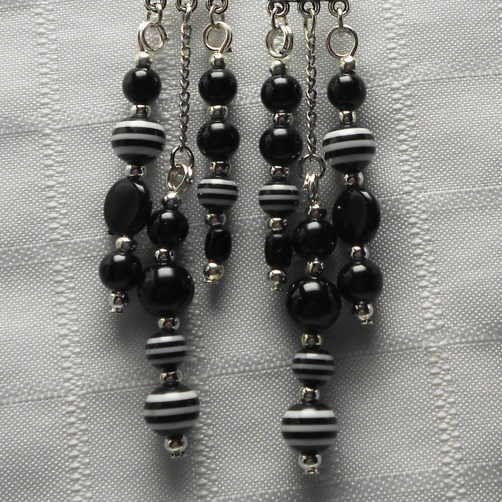 No1650 Beautiful handmade chandelier earrings with acrylic beads and onyx